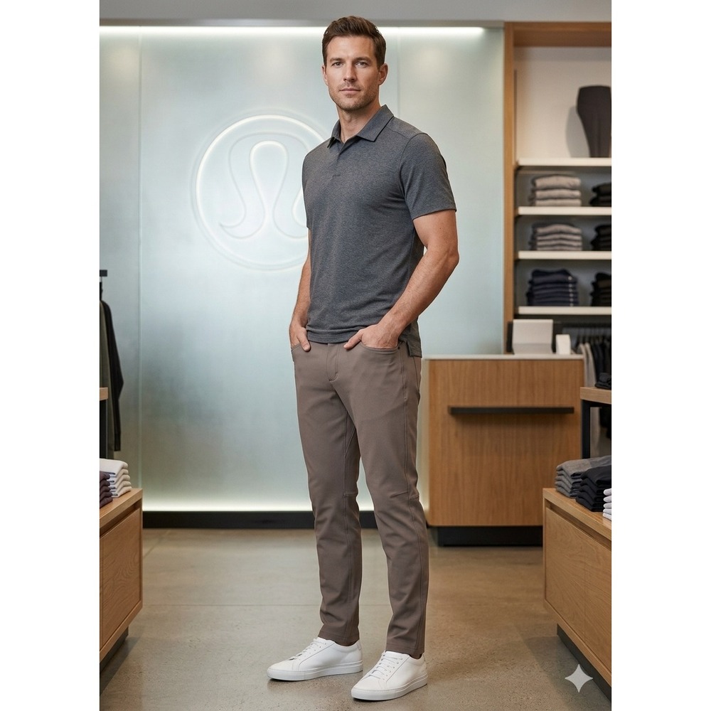 Lululemon ABC Slim Fit Pant 31 Warpstreme 5 Pocket Brown Grey Trousers Mens